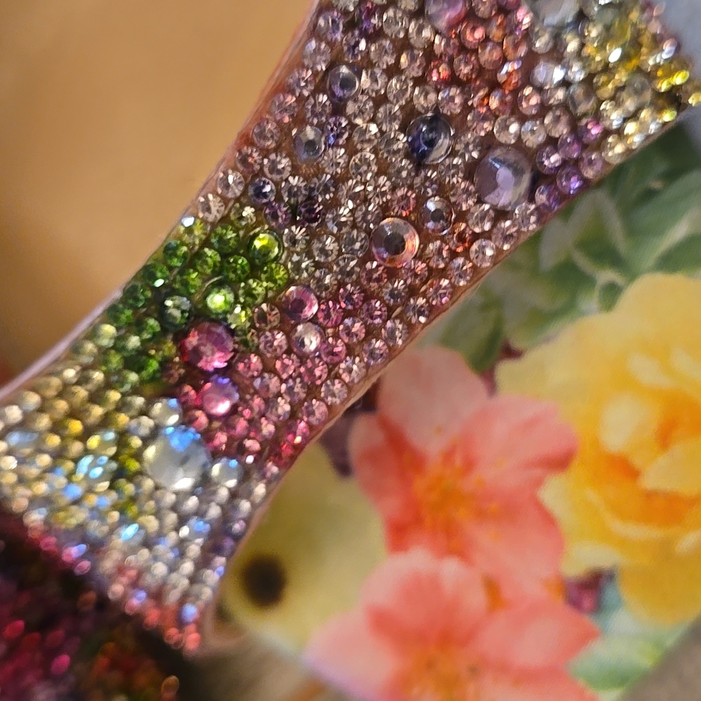 Betsey Johnson Floral Mina Crystal Pink Embellished 4" Heels. New Without Box. - Picture 8 of 17